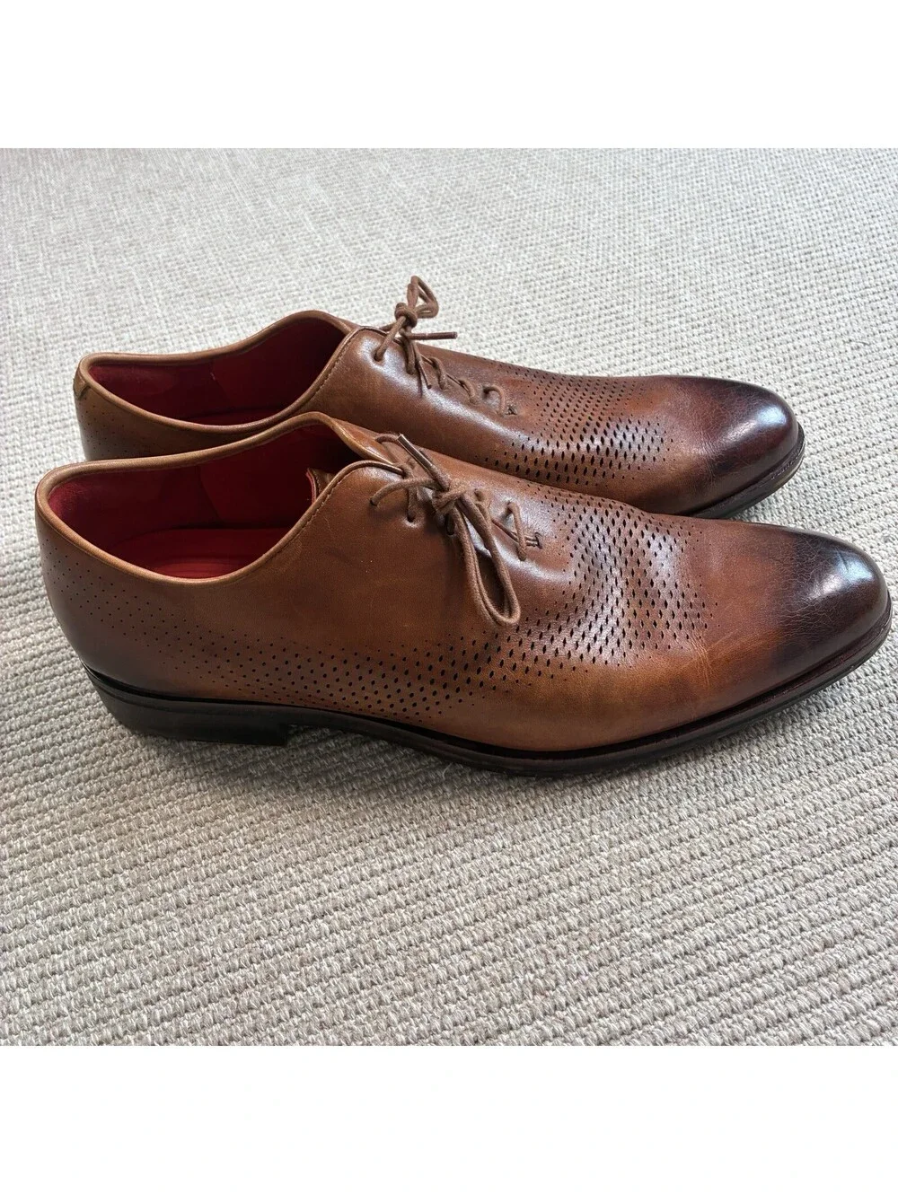 Cole Haan Men's Size 13M Washington Grand Laser Wingtip Oxford Shoes British Tan